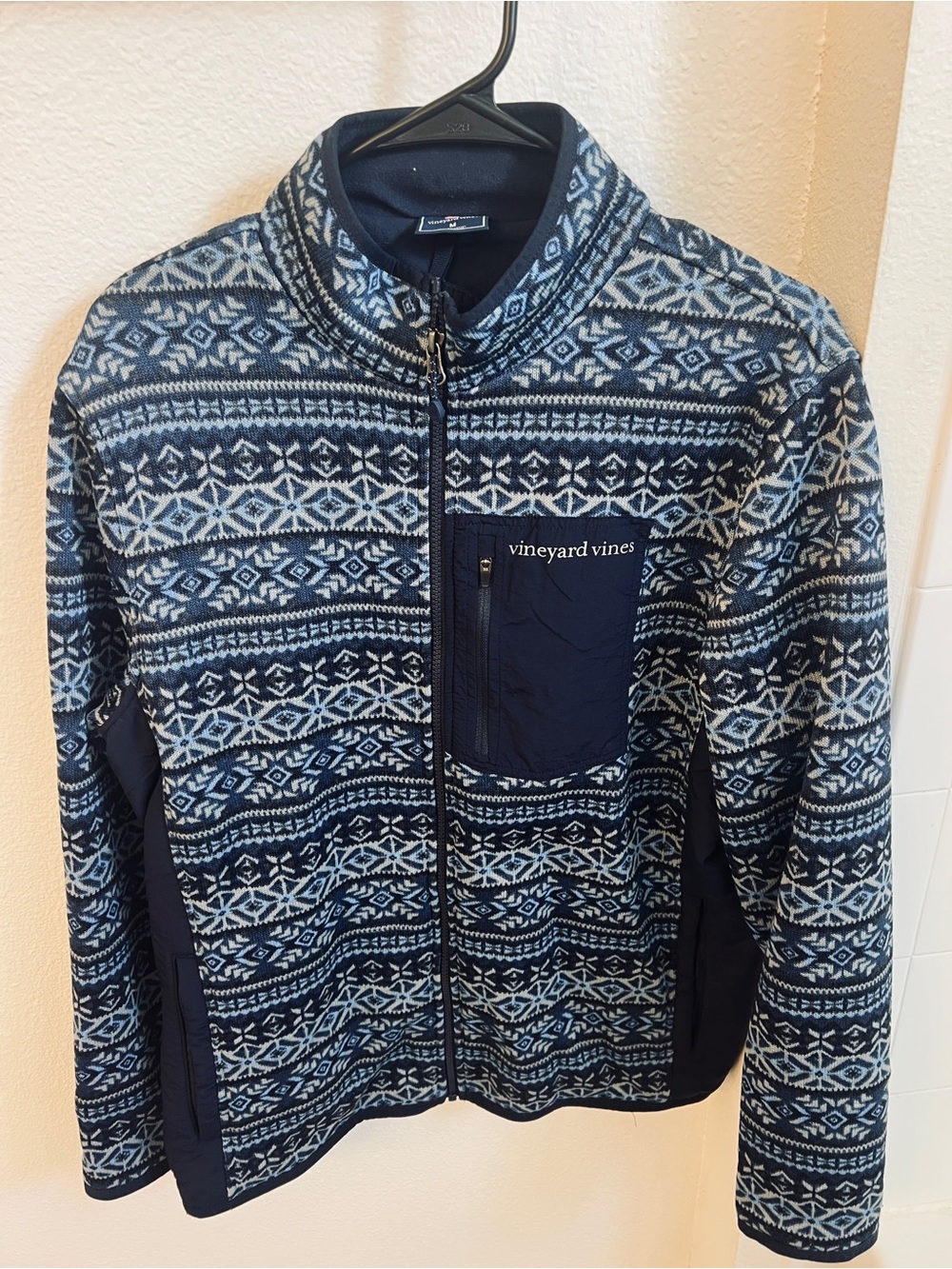 Vineyard Vines Navy and White Patterned Zip Jacket
